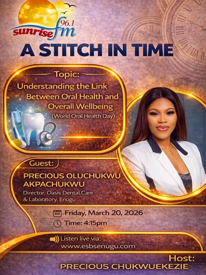 smiledrpresh's tweet photo. Tune in to 96.1 sunrise Fm Enugu to join our conversation on the topic: it promises to be impactful https://t.co/P5JCdPNufK