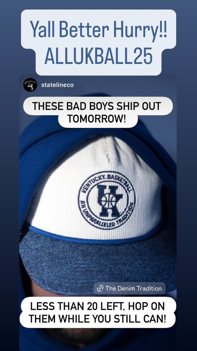 AllUKBall_2_HPS's tweet image. Hey! Yall might wanna hurry!!
@StateLineCo code ALLUKBALL25. Only $30 and they get boxed and shipped tomorrow! #BBN #GoCats #denim