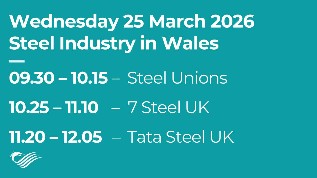 SeneddEconomy's tweet photo. The Committee will meet for the final time of this Senedd term on Wednesday 25 March 2026 – 09.30 – 12.05

We will hear from some of our stakeholders in the steel industry in Wales

📺 Watch the meeting live: https://t.co/v0jF8oXHXQ

View the agenda here:
https://t.co/dzTlwVOnRT https://t.co/wKQtKJC455
