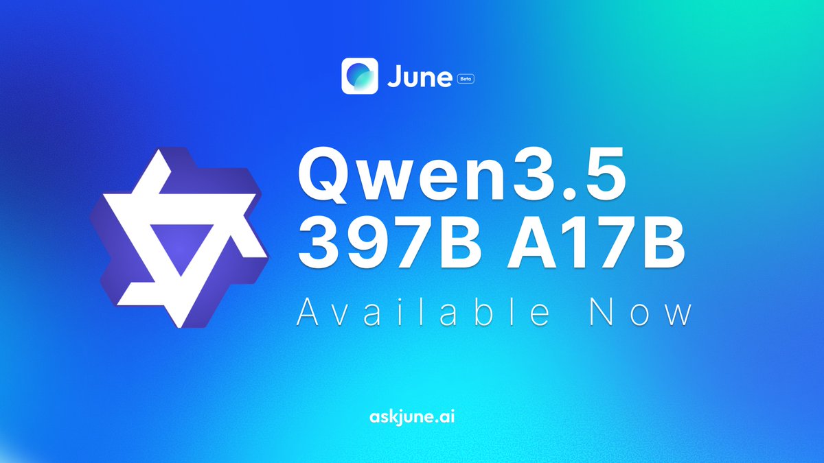🧠 Qwen3.5 397B A17B is now on June.

🔹 Massive brain, light footprint 
🔹 Open-weights &amp; privacy-friendly 
🔹 One of the largest MoE models.

Can open-weights finally dethrone proprietary?