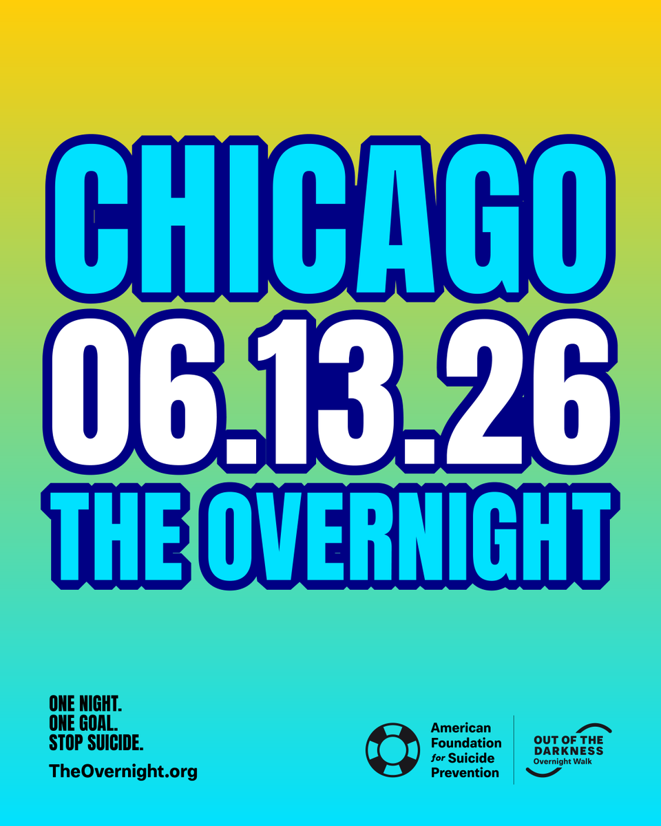 AFSP_AL's tweet photo. Did you hear that our Chicago Overnight Walk will take place at Navy Pier? 💙

Join us for a night of hope, healing, and walking. Register at https://t.co/tIhYXivc2K https://t.co/saq3fslazg