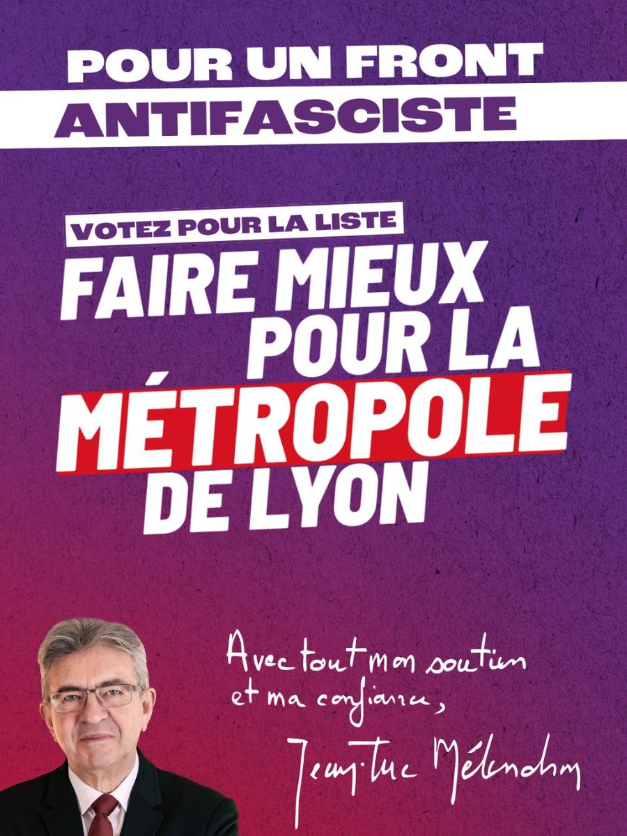 🔴 Ce dimanche, dans le 7ème arrondissement de Lyon, un vote peut réellement faire la différence pour le quotidien des habitant·es.

Faisons entendre notre voix, celles de l'antifascime, de la justice sociale et environnementale !

#DimancheJeVoteLFI