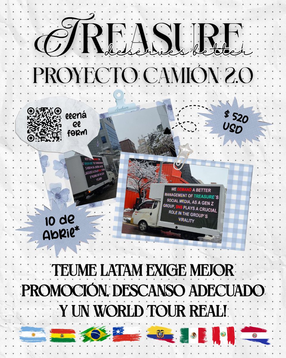 【 𝐏𝐑𝐎𝐘𝐄𝐂𝐓𝐎 𝐓𝐑𝐄𝐀𝐒𝐔𝐑𝐄 𝐋𝐀𝐓𝐀𝐌 𝐂𝐀𝐌𝐈Ó𝐍 2.0 🚛🔥】

     𝐔𝐧𝐢𝐨𝐧 𝐓𝐑𝐄𝐀𝐒𝐔𝐑𝐄 𝐋𝐚𝐭𝐚𝐦 ✨💎
            🇵🇪🇲🇽🇦🇷🇧🇷🇨🇱🇵🇾🇪🇨🇧🇴

Hoy abrimos oficialmente la recaudación de fondos para el proyecto 'EXIGENCIAS a YG', una iniciativa creada desde el amor y la