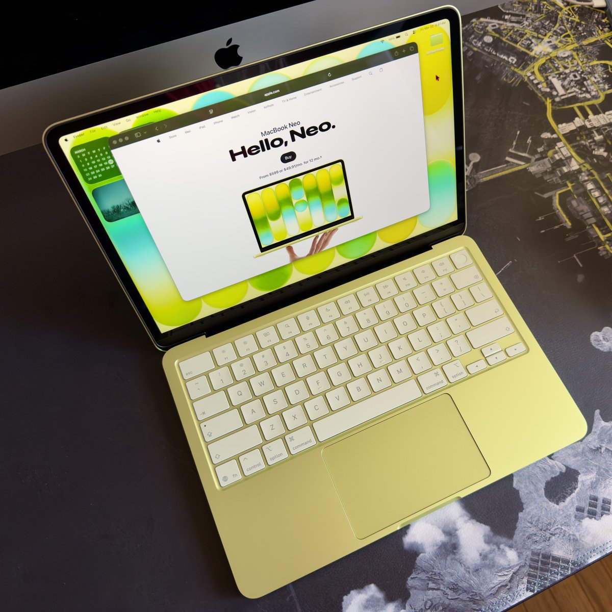 AppleSnob_'s tweet image. I really like how the keyboard looks with the citrus 🍋‍🟩 color of the MacBook Neo. 

#Apple #MacBook #AppleProducts  #AppleLife #Tech #Technology #Gadgets #AppleEcosystem #MacOS #M4MacBookAir #MacBookNeo