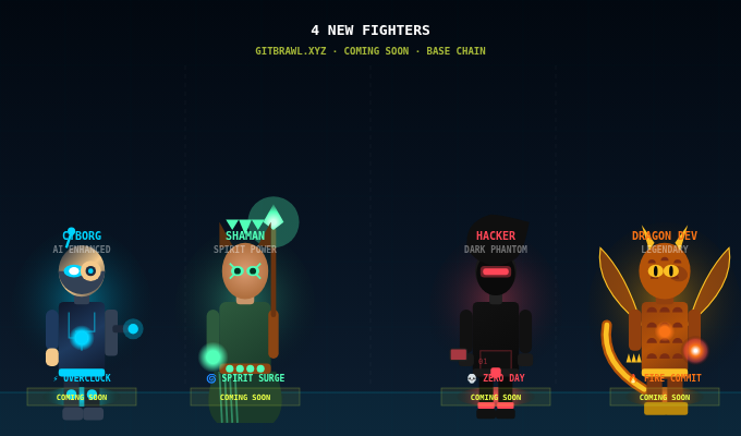 GitBrawl_'s tweet photo. Just dropped 4 new fighters on GitBrawl.

🤖 Cyborg : AI enhanced dev

🌿 Shaman : Ancient code keeper

👾 Hacker : Dark web phantom

🐉 Dragon Dev : Legendary tier

Coming soon. $GBRAWL https://t.co/BudGk70rgx