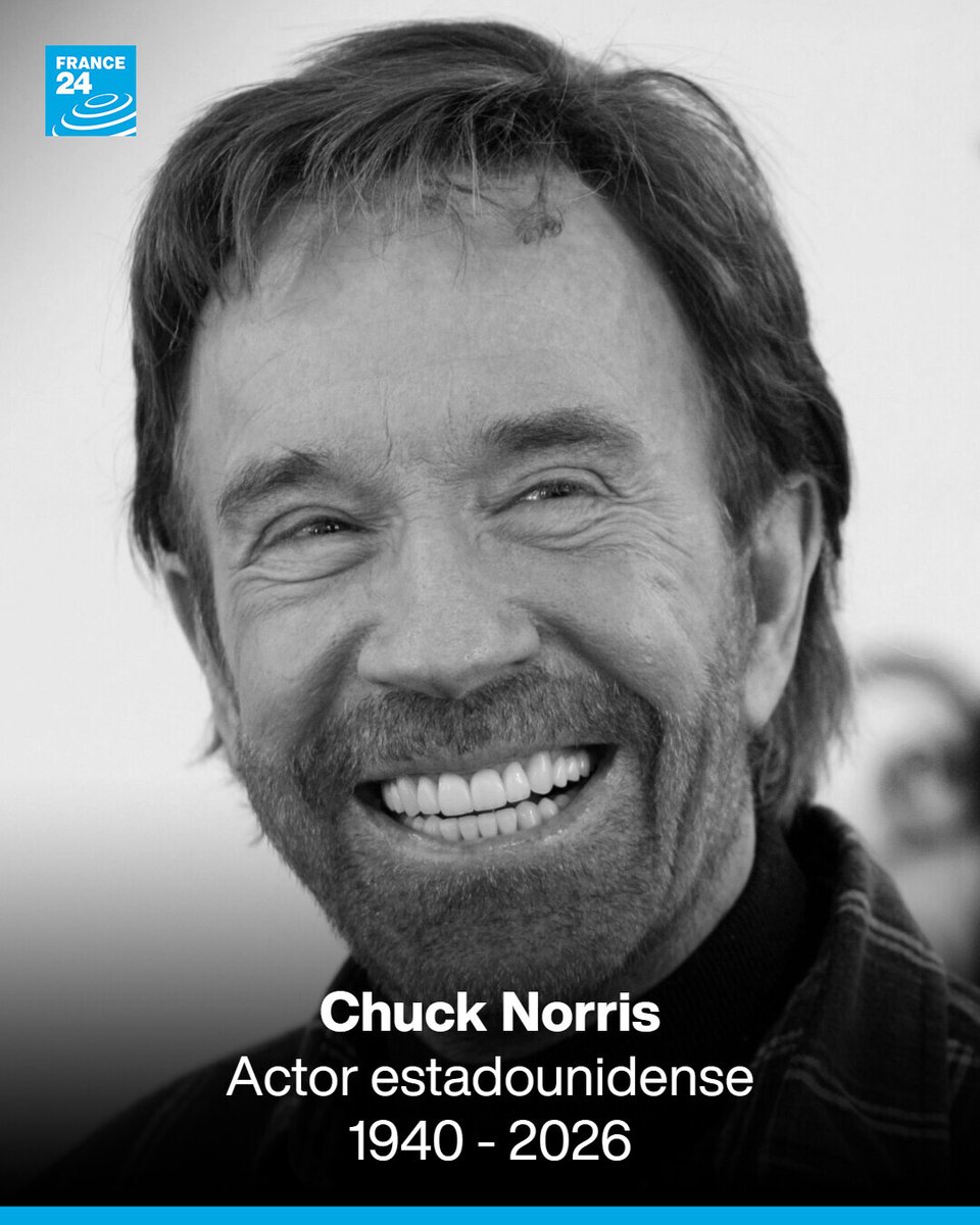 ⚫ El actor estadounidense y excampeón mundial de kárate Chuck Norris falleció a los 86 años, según informó su familia en un comunicado publicado en Instagram este viernes ➡️ go.france24.com/0eh
