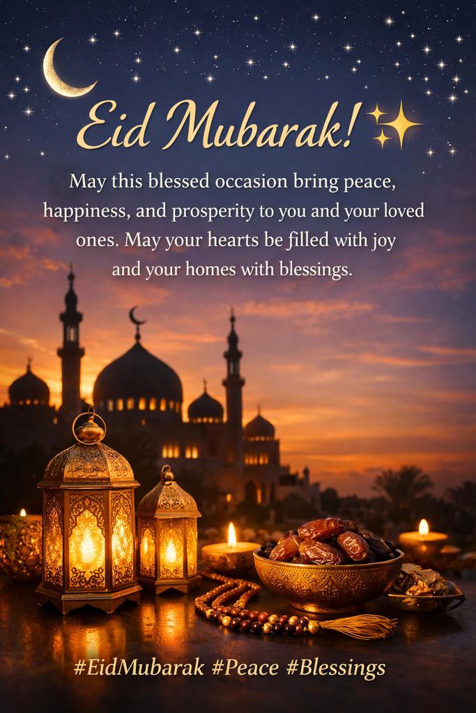 IamAk7739's tweet photo. Eid Mubarak! 🌙✨

May this blessed occasion of Eid al-Fitr bring peace, happiness, and prosperity to you and your loved ones. May your hearts be filled with joy and your homes with blessings. 🤲

#EidMubarak #Peace #Blessings https://t.co/0p1oR8cV3h
