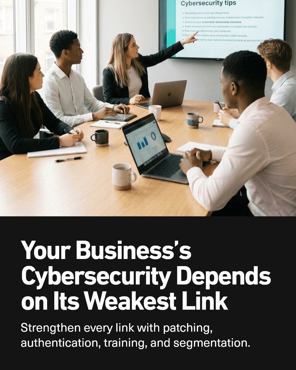 ITMSP1's tweet photo. Your business's cybersecurity is only as strong as its weakest link. Start with these practical steps: - Regular patching and updates - Multi-factor authentication - Employee training - Network segmentation We help you stay secure every step of the way. Comment "secure" https://t.co/pFLplyeMIt
