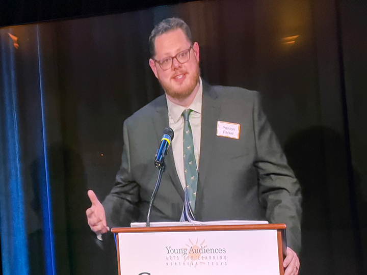 OvertonISD's tweet photo. Please join us in celebrating  our incredible Band Director, Mr. Preston Parker, who was honored last night with the Arts Teaching Excellence Award (High School Level) by Young Audiences at the 15th Annual Arts in Education Awards Gala held at Willow Brook Country Club in Tyler. https://t.co/yuZoNm7uuj