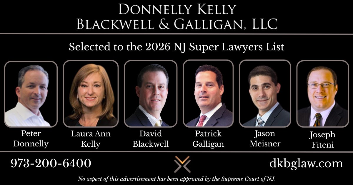 DKBGlawgroup's tweet photo. Please join us in congratulating Peter Donnelly, Laura Ann Kelly, David Blackwell, Patrick Galligan, Jason Meisner, and Joseph Fiteni on being named to the list of 𝐍𝐉 𝐒𝐮𝐩𝐞𝐫 𝐋𝐚𝐰𝐲𝐞𝐫𝐬 𝐟𝐨𝐫 𝟐𝟎𝟐𝟔.
Selection process: https://t.co/TM43yaGGkH. https://t.co/AXu90Pla0K