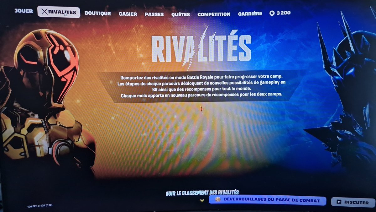 Gaete08OFF's tweet photo. @FortniteStatus @Fortnite Normal le bug d'affichage sur l'onglet "Rivalités" seul mon compte principal me fait cela . 
Merci 

#Fortnite #Bug https://t.co/OfH73ViLR7