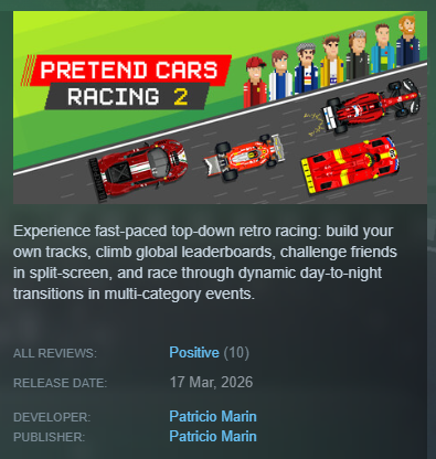 Patricio - Pretend Cars Racing tweet media