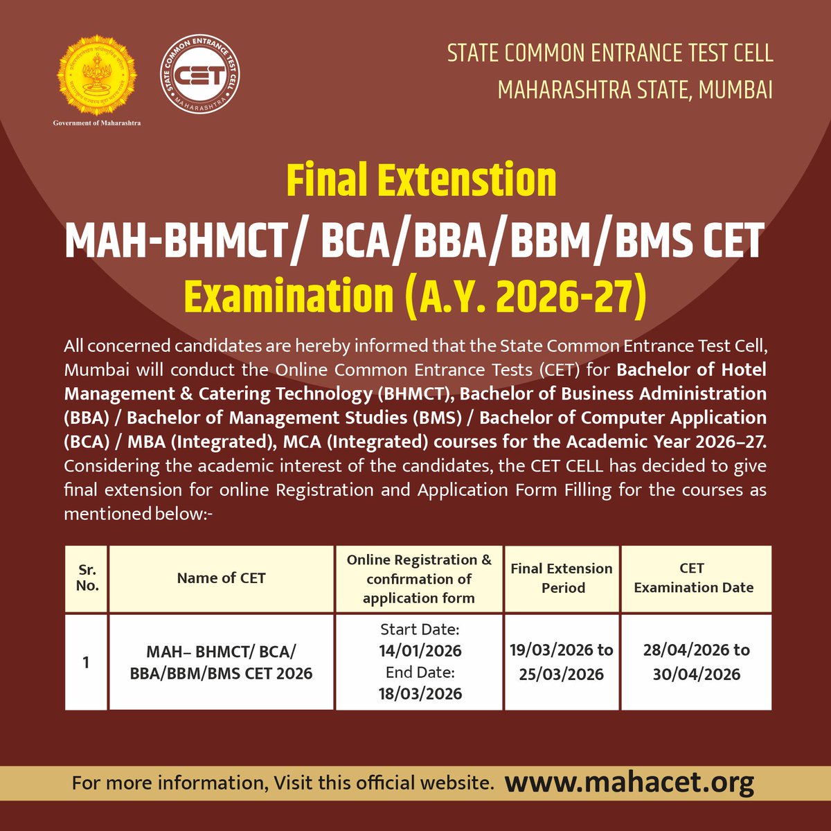 STATE CET CELL, MUMBAI tweet media