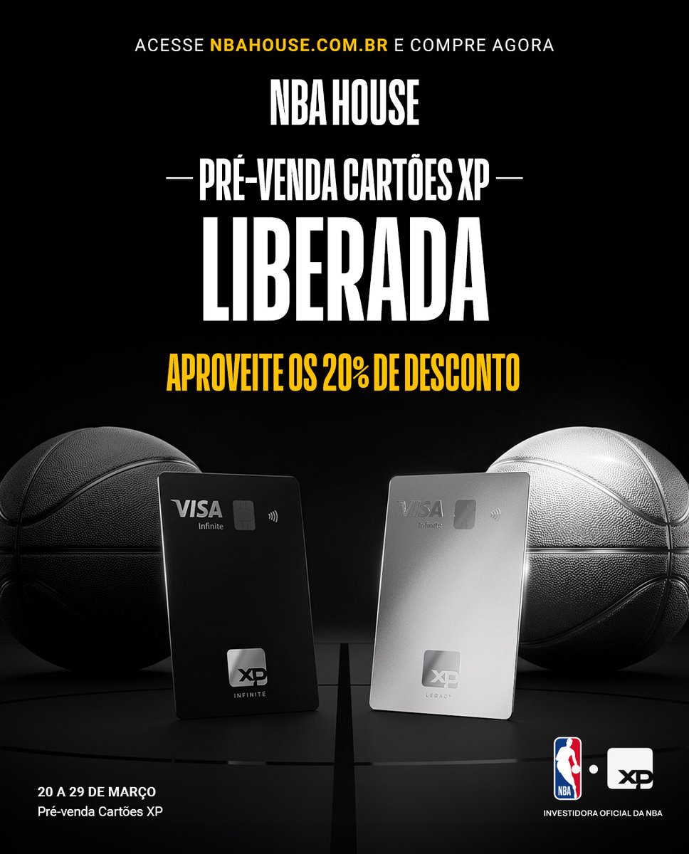 NBABrasil's tweet image. Está aberta a PRÉ-VENDA CARTÕES XP para a NBA House! 🔥🏀🏡 

Acesse nbabrasil.info/NBAHouse26X, garanta já o seu lugar na maior experiência da NBA no Brasil e aproveite este desconto INCRÍVEL! 🤩

#NBAHouse #XPnaNBA @xpinvestimentos