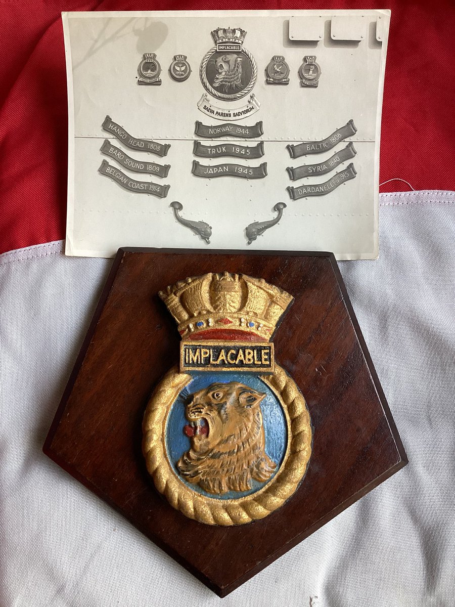 HMS Implacable, Aircraft carrier, built by Fairfield, Govan, launched 1942, Battle honours , Norway 1944, Japan 1945.