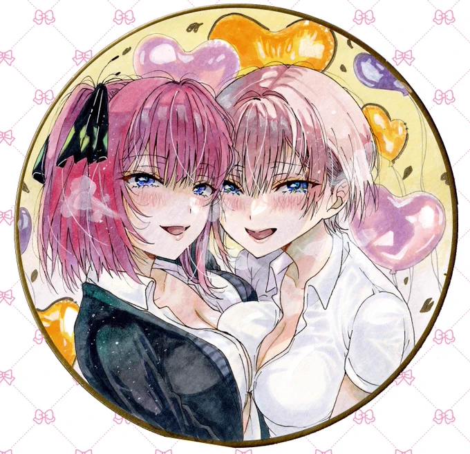 中野一花 中野二乃 丸色紙 アナログイラスト 五等分の花嫁