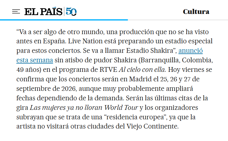 Shakira_Vitium's tweet photo. "La artista no visitará otras ciudades del Viejo Continente" según El País España y los organizadores

El equipo de @Shakira no se cansa de faltarle el respeto a la manada europea https://t.co/0YIUwMDhyc