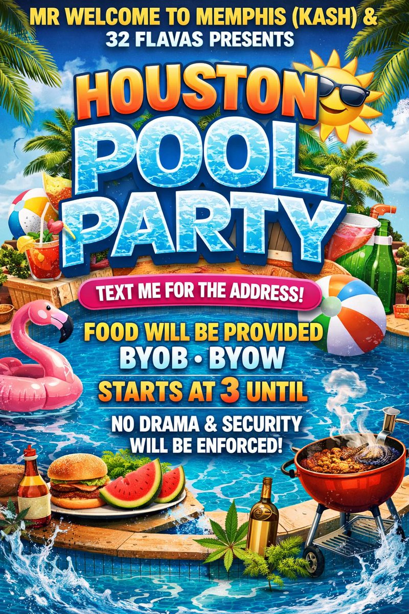 RealKashMuney's tweet photo. HERE OR NOT ‼️SHARE SHARE SHARE 
Im throwing the livest pool party in houston🔥
TAG A FRIEND AND BRING A FRIEND 
#WelcomeToMemphis #share
#MEMPHISMEETSHOUTON  #houston #partyinhouston  #party #texas https://t.co/RiJAPfQ5wk