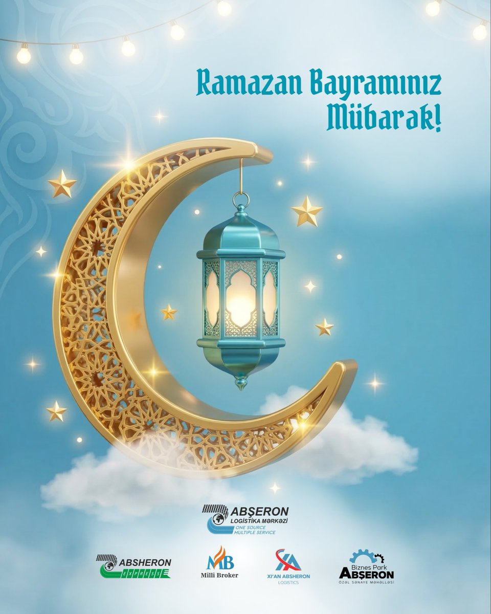 🌙✨ Qəlbləri və təfəkkürü nurlandıran, süfrələrə bərəkət gətirən müqəddəs Ramazan bayramı münasibətilə xalqımızı təbrik edirik.
Bu əziz bayramın hər bir ailəyə sevinc, rifah və xoşbəxtlik gətirməsini arzulayırıq. Bayramınız mübarək! 🩵

#AbşeronLogistikaMərkəzi #RamazanBayramı