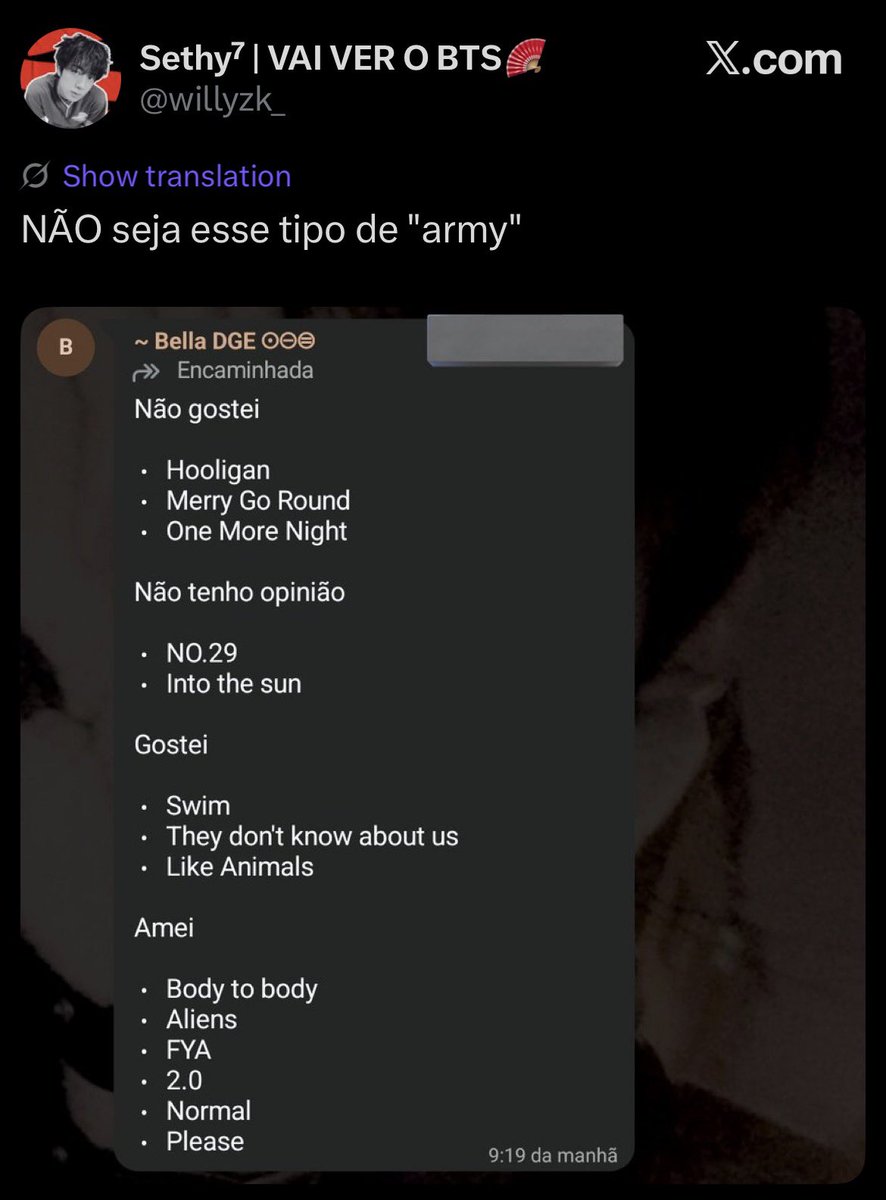 proibido ter opinião e não gostar de uma música dentro desse fandom maluca