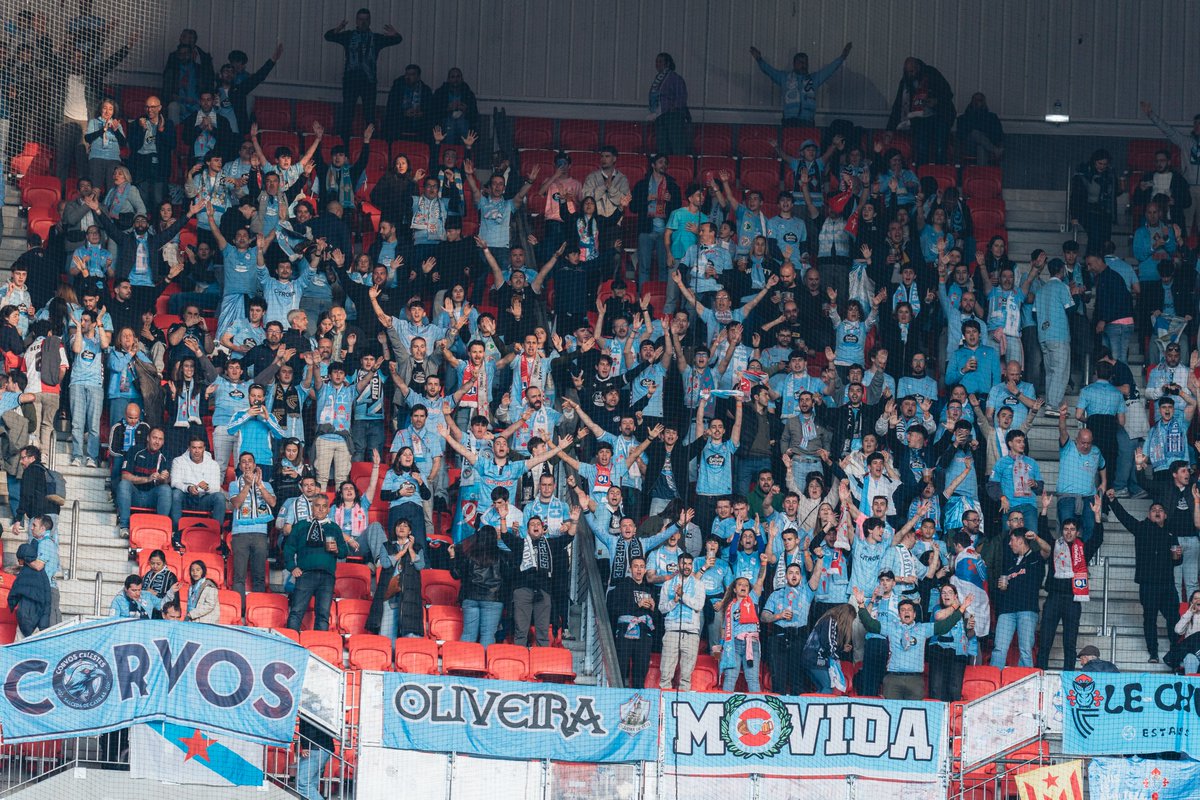 RCCelta's tweet photo. O maior desprazamento do EuroCelta ✈️🇫🇷

GRAZAS aos 3000 desta histórica viaxe a Lyon, a quenes recibíchedes aos nosos en Vigo e a todos os celtistas que empuxastes desde a distancia.

XUNTOS a pola seguinte rolda 🩵 https://t.co/vKNSZCx0ON
