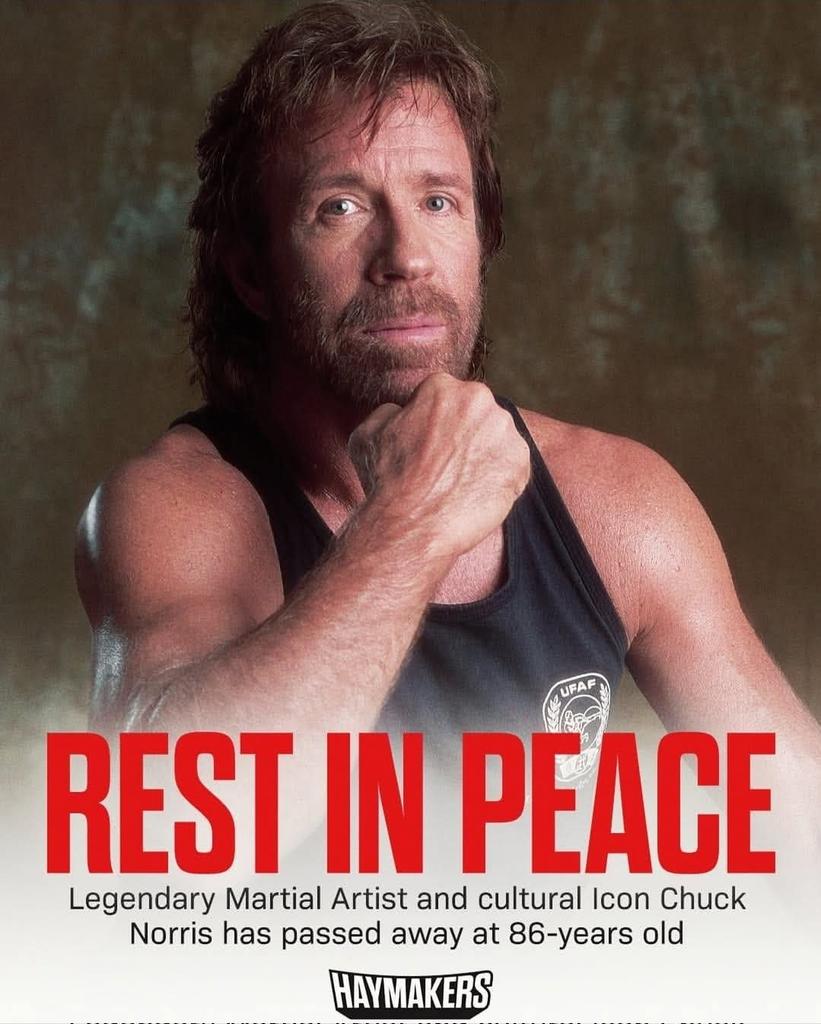 Fineblackman's tweet photo. Requiescat in pace ❤️ 

I know you're not really dead. Just giving death something to do. Others die Chuck Norris just chills. https://t.co/QDZ6dFadjF