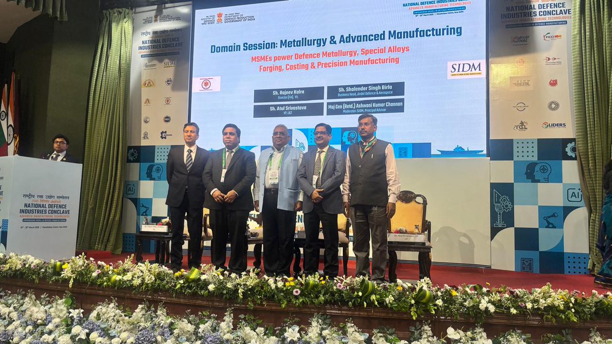 YantraIndiaLtd's tweet photo. Yantra India Limited at National Defence Industries Conclave.#NDIC2026

Insightful session on Defence Metallurgy, Special Alloys & Precision Manufacturing delivered by Shri Rajeev Kalra, Director/Finance.

Shri Dinesh Mahur, Additional Secretary, (DP) &  Ms. Manisha Chandra, JS (Aero), DDP visited the YIL stall and appreciated the efforts of YIL.

Focus during the conclave was  on #MSME collaboration, technology gaps, R&D commitment and strengthening indigenous capabilities aligned with Aatmanirbhar Bharat.
#DefenceExhibition
#AtmanirbharBharat
#MSMECollaboration

@DefenceMinIndia
@SpokespersonMoD
@DefProdnIndia 
@PIB_India