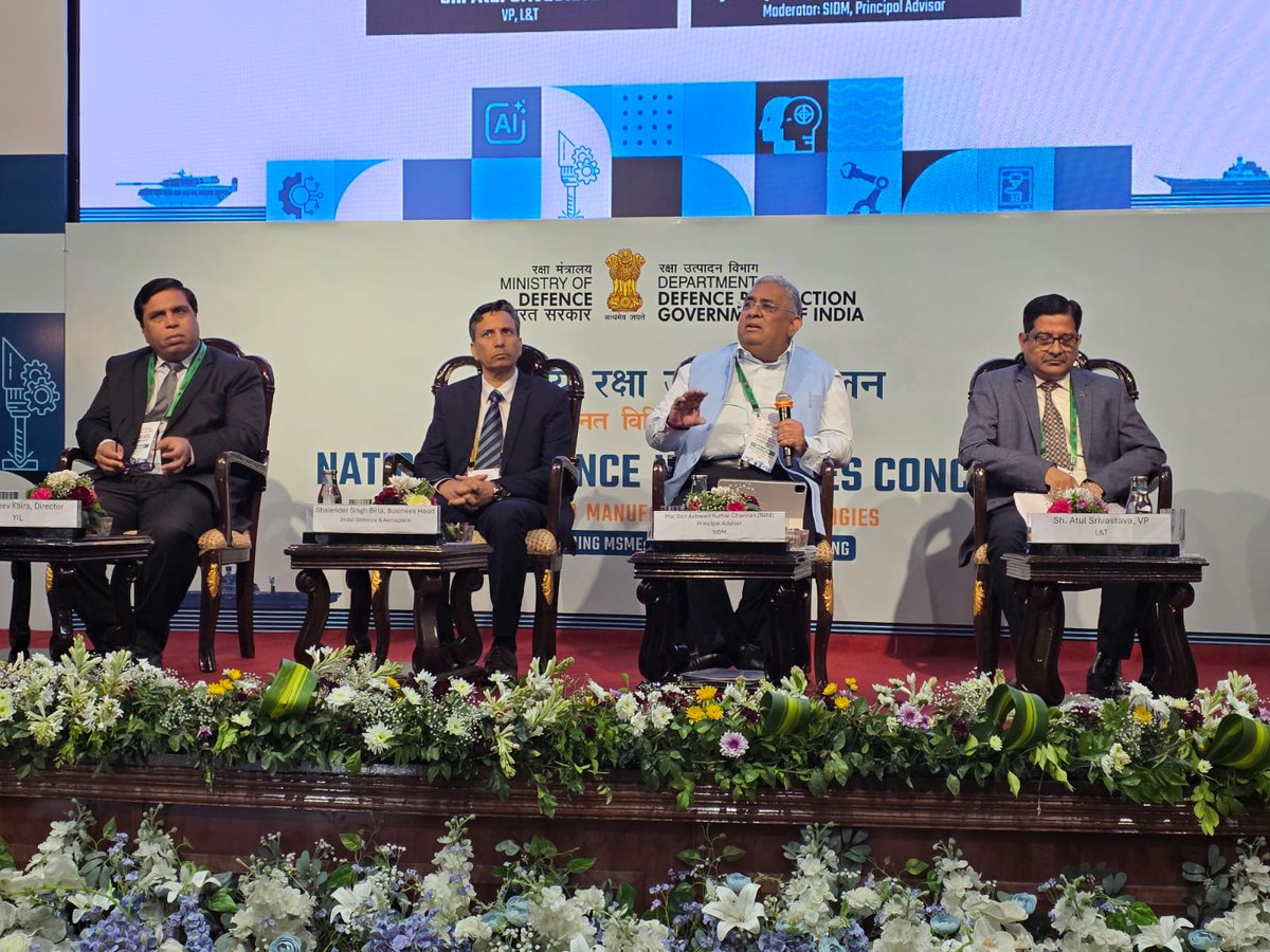 YantraIndiaLtd's tweet photo. Yantra India Limited at National Defence Industries Conclave.#NDIC2026

Insightful session on Defence Metallurgy, Special Alloys & Precision Manufacturing delivered by Shri Rajeev Kalra, Director/Finance.

Shri Dinesh Mahur, Additional Secretary, (DP) &  Ms. Manisha Chandra, JS (Aero), DDP visited the YIL stall and appreciated the efforts of YIL.

Focus during the conclave was  on #MSME collaboration, technology gaps, R&D commitment and strengthening indigenous capabilities aligned with Aatmanirbhar Bharat.
#DefenceExhibition
#AtmanirbharBharat
#MSMECollaboration

@DefenceMinIndia
@SpokespersonMoD
@DefProdnIndia 
@PIB_India