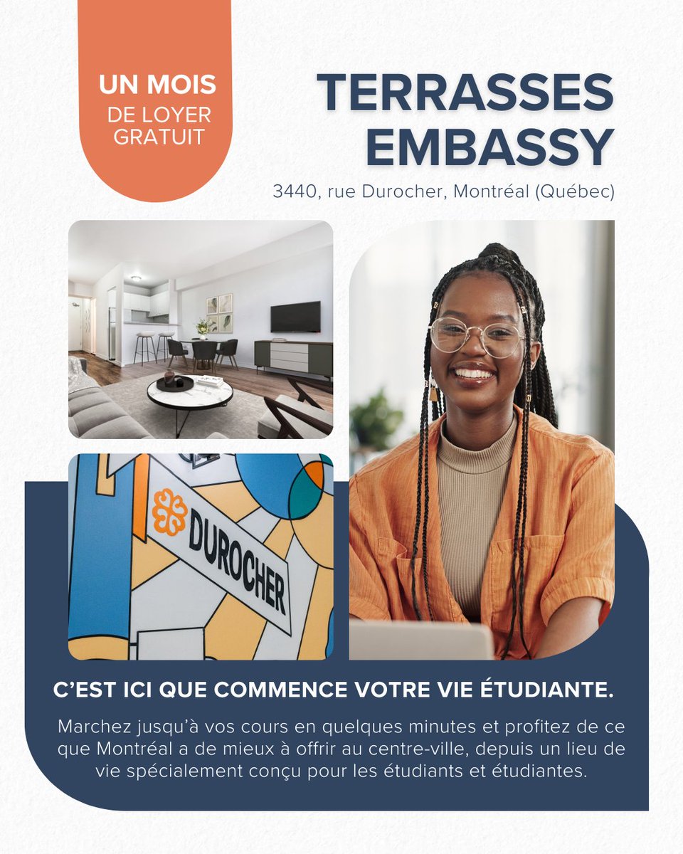 CaprentQC's tweet photo. Prêt à passer au niveau supérieur pour vous loger hors campus à Montréal? 🎓

✨ Profitez d’UN MOIS DE LOYER GRATUIT en signant un bail dès aujourd’hui!

📍 3440, rue Durocher, Montréal (Québec) H2X 2E2
📞 514 700-1758
🔗 https://t.co/O9MRJSMI2g https://t.co/FZTsjz46ta