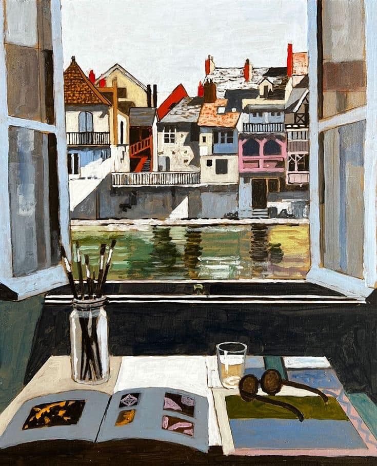 Musk_DaiIy_news's tweet photo. Another through the window  painting by the  English artist Mike hall. Always interesting with lots to see https://t.co/xvh563TQ6K