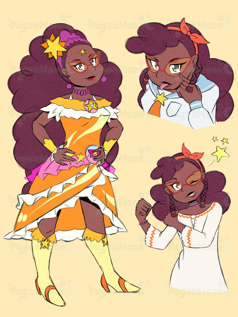 PagonMoon's tweet photo. I haven't watched Star Twinkle Precure yet, but I think April would look cute as Cure Soleil. https://t.co/XPOUkQGN7b
