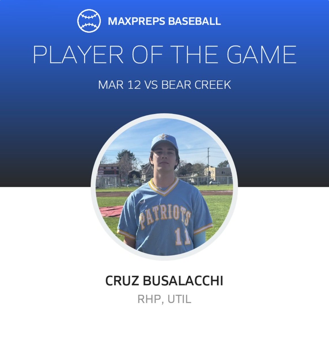 CruzBusalacchi's tweet photo. Player of the game 3/12/26 against bear creek https://t.co/SJjIe5CYLh