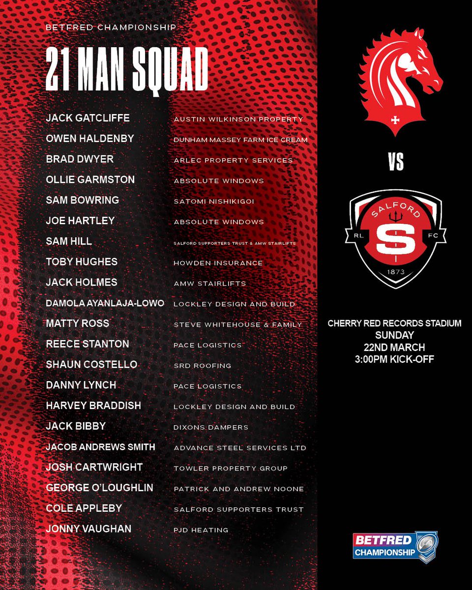 Salford_RLFC's tweet photo. The 21 for Sunday's trip down to the capital 📍 https://t.co/AVIFCxOSUV