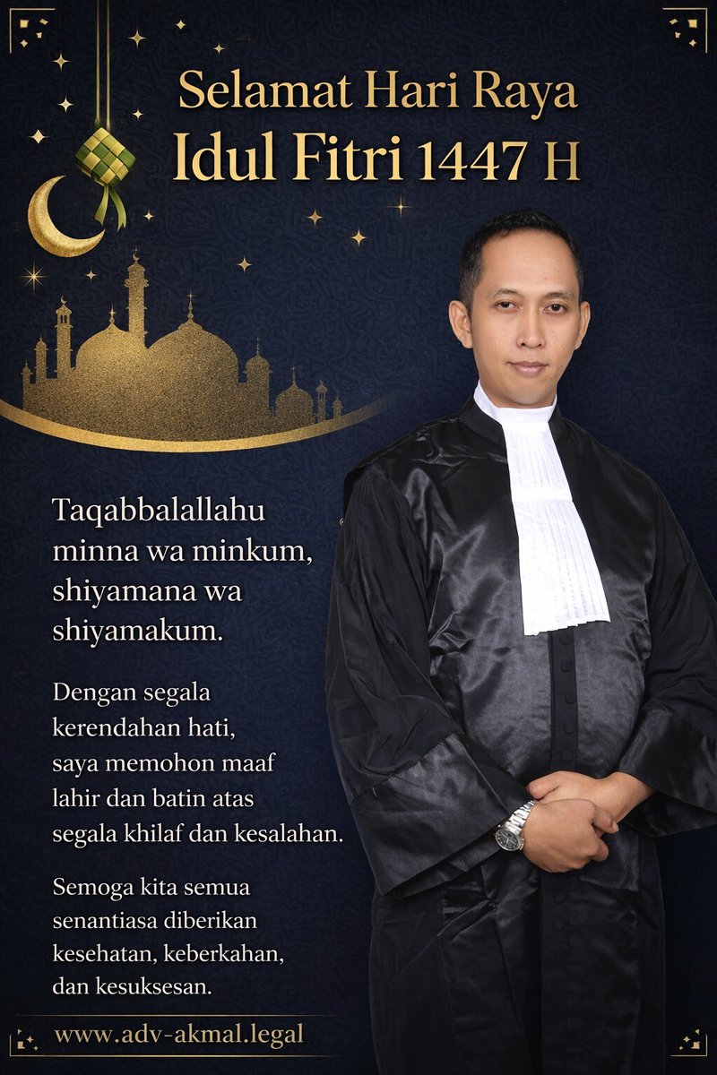 Akmal_SH_ECIH's tweet photo. *بِسْــــــــــــــمِ اللهِ الرَّحْمَنِ   الرَّحِيْـــــم*  

*السَّلاَمُ عَلَيْكُمْ وَرَحْمَةُ اللهِ وَبَرَكَاتُهُ*

Dengan segala kerendahan dan keikhlasan hati izinkan kami mengucapkan: 

*"Selamat Hari Raya Idul Fitri 1 Syawal 1447 H"*

https://t.co/lJZTYh6ngY https://t.co/pXTQXnwodc