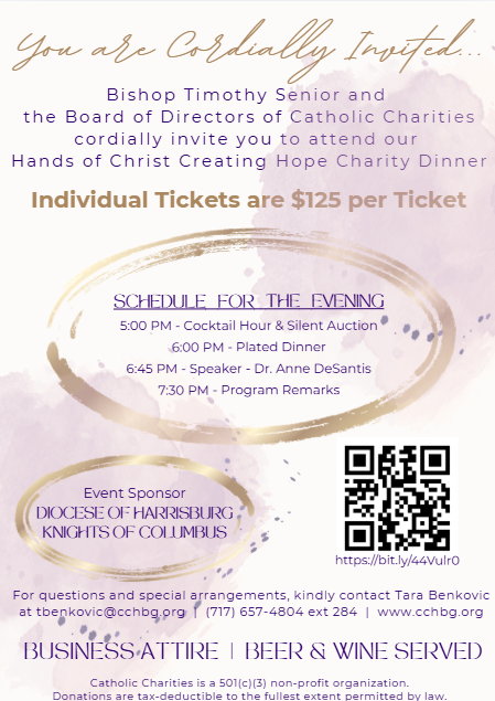 ✨ Hands of Christ – Creating HopeJoin us April 30 | 5–8 PM in Harrisburg for dinner, auction &amp; inspiration.🎟 $125Help create hope.👉 bit.ly/44Vulr0