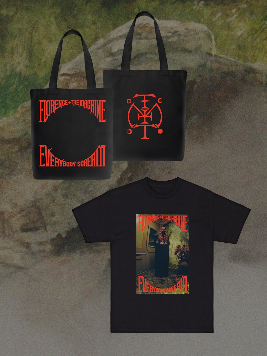 florencemachine's tweet photo. The Everybody Scream Tour range is now available on the UK webstore.
Limited pre North American tour drop available now on the US store.

Merch designs by Thunderwing Studio 

https://t.co/vDqoFtLpdy https://t.co/woJ7CE71p6