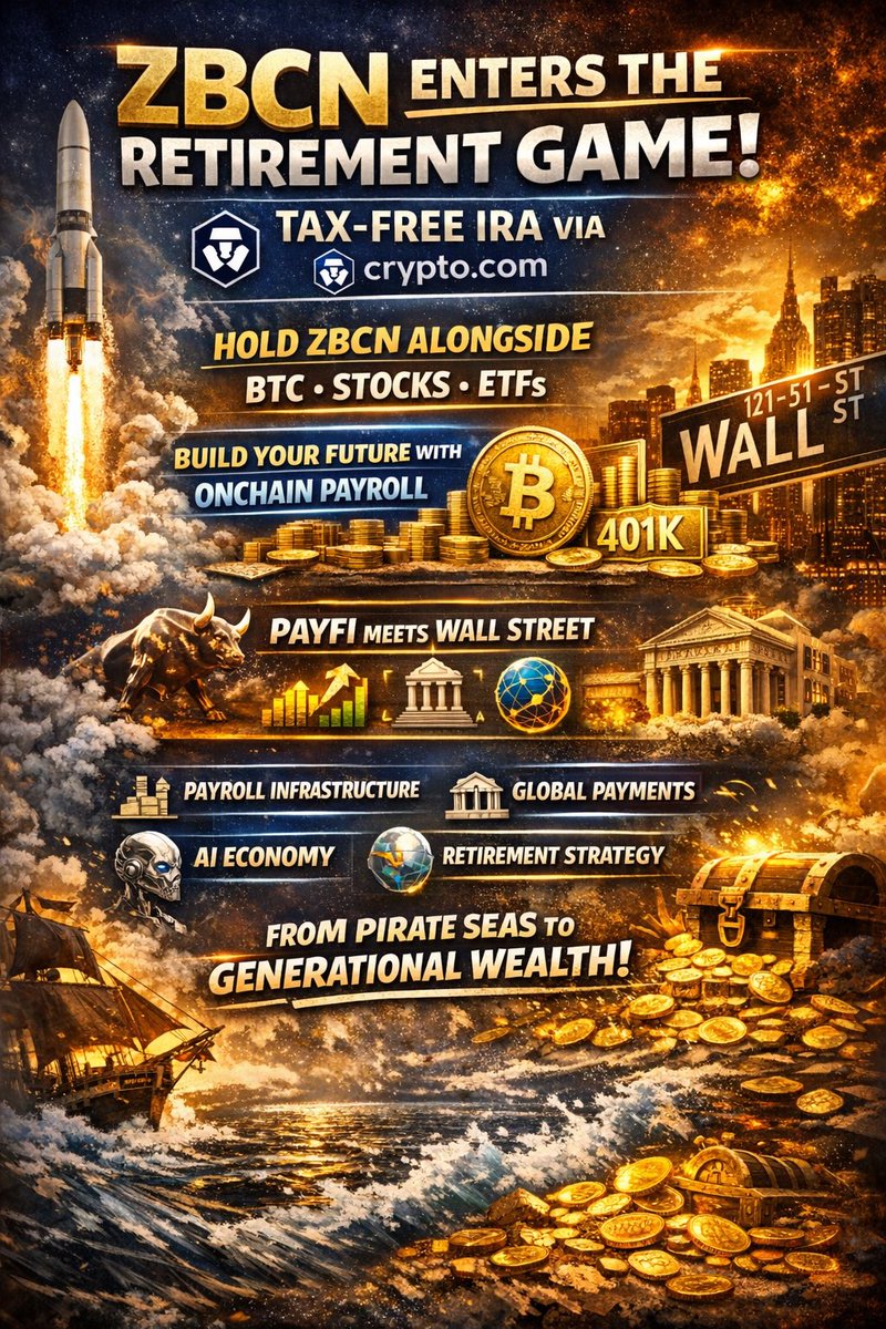 CaptainZackZBCN's tweet photo. 🏴‍☠️ZBCN PIRATES JUST ENTERED THE RETIREMENT GAME 🏦

Most people are still trying to understand crypto…

$ZBCN is already becoming part of LONG-TERM WEALTH STRATEGY.

You can now:
👉 Hold ZBCN inside a tax-advantaged IRA via https://t.co/qA4KE88Jo2
👉 Stack alongside BTC, stocks, ETFs
👉 Build retirement exposure to real-world payment infrastructure

This isn’t speculation anymore…

⚡ This is PayFi meeting Wall Street
⚡ This is onchain payroll entering retirement portfolios
⚡ This is Zebec becoming a financial primitive

Let that sink in…

💼 Payroll rails
🌍 Global payments
🤖 AI + agentic economy
🏦 AND NOW… retirement accounts

ZBCN isn’t just something you trade…
…it’s something you hold for the future.

🏴‍☠️ The pirates aren’t just sailing anymore…
WE’RE BUILDING GENERATIONAL WEALTH.
