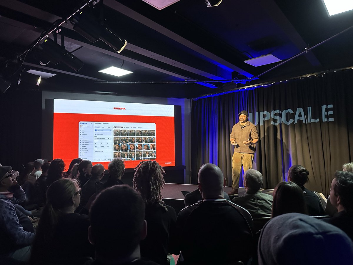 nniuQL's tweet photo. Freepik put on a great AI event with a great yesterday in East London Thanks 🙏 @upscaleconf. https://t.co/zZsnIH9Lql