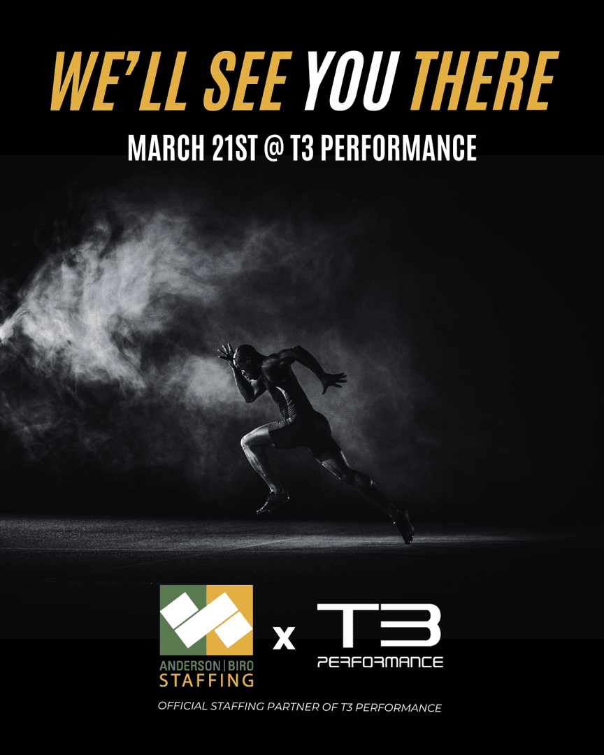 ABstaffingllc's tweet photo. Performance matters, on and off the field. 💪

We’re excited to support T3 Performance as their Official Staffing Company and look forward to connecting at their March 21 event.

Come connect with us. See you there!

#T3Performance #AndersonBiroStaffing https://t.co/jRbPoxbzMj