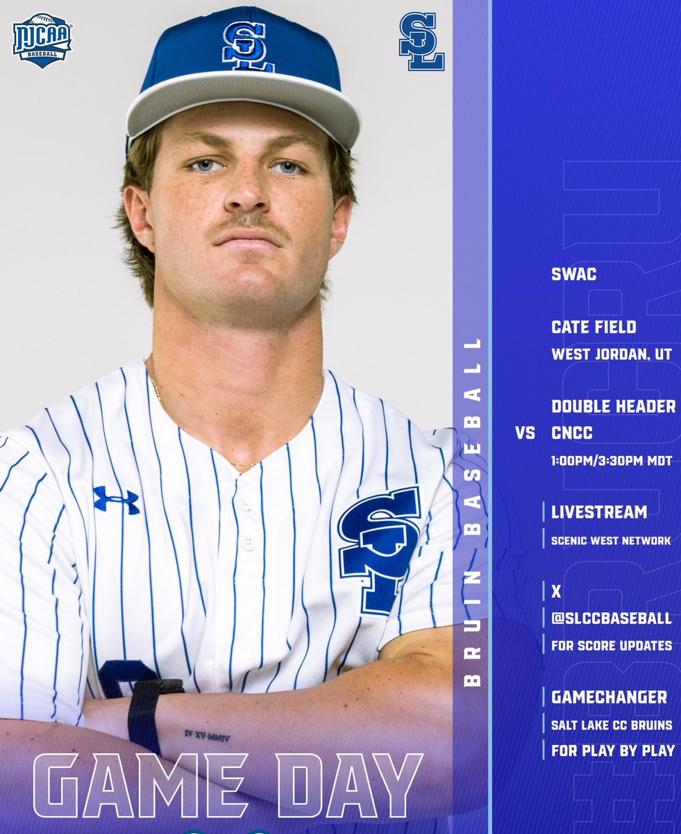 slccbaseball's tweet photo. #BruCru continue Scenic West Athletic Conference series vs. Colorado Northwestern. Double Header 7’s with First Pitch at 1:00PM MDT.
@slccbruins 
#bruinway #bruinfamily https://t.co/TR5O4w7CCY