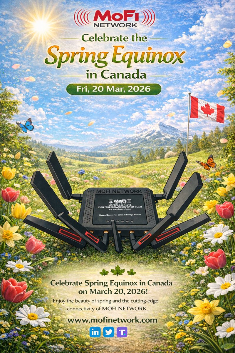 MoFiNetwork's tweet photo. Welcome the season of growth with stronger connections ��This Spring Equinox, MOFI Network celebrates new beginnings across Canada—bringing reliable, high-performance connectivity to businesses wherever they operate. As days get longer and opportunities expand, ensure your network is ready to keep up.
🔗 Built for performance
🔗 Designed for reliability
🔗 Ready for your business growth 
Here’s to a season of innovation, productivity, and seamless connectivity.
#SpringEquinox #Connectivity #BusinessTechnology #WirelessSolutions #MOFINetwork #CanadaBusiness