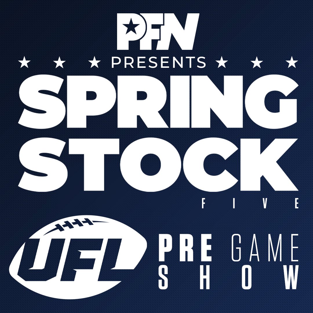 UFLNewsroom's tweet photo. Mark your calendars!
#SpringStock RETURNS for the 5th year and it's going to be BIGGER and BETTER than ever before
March 27: Tune into our annual LIVE STREAM as the PFN crew dives into the #UFL opening weekend
March 28: PFN will be hosting a tailgate in Dallas (Details TBA) https://t.co/UI41Dbt3tj