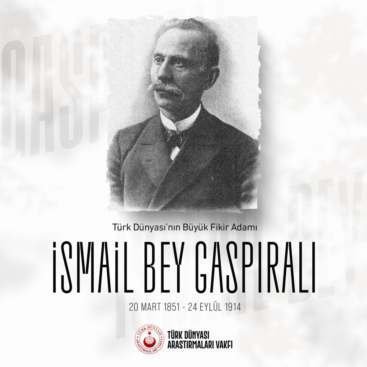 “Dilde, fikirde, işte birlik” ilkesiyle Türk Dünyası’nı kucaklayan büyük fikir adamı İsmail Bey Gaspıralı’yı doğumunun 175. yılında saygıyla anıyoruz. 

Ruhu şâd olsun.