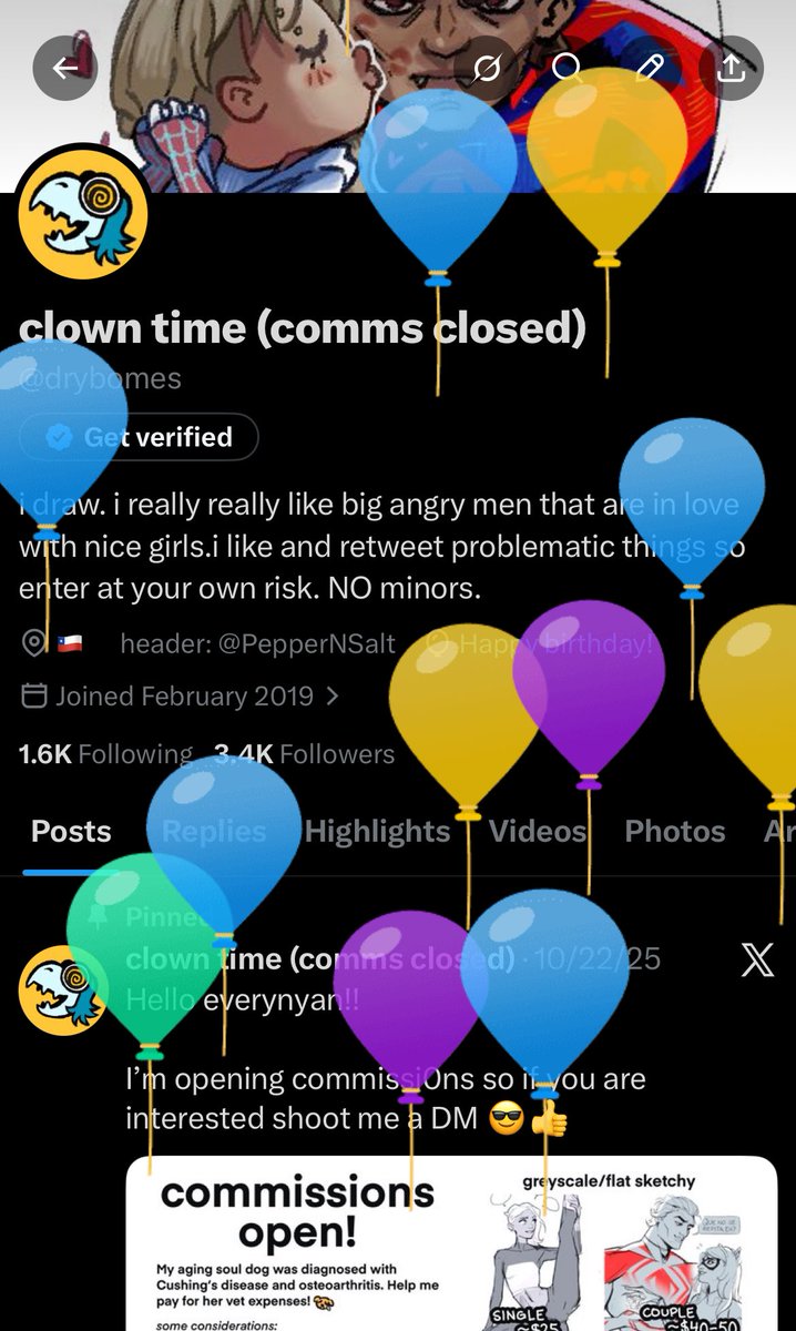 clown time (comms closed) tweet media