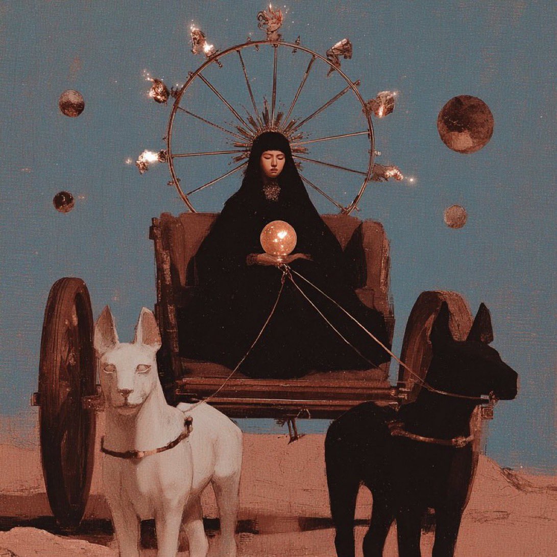 StonedApe's tweet photo. The Chariot does not move. 
The world moves around it. 
The charioteer appears to drive, but in truth it is the stillness at the center that commands the motion of the spheres. https://t.co/Kp5QuEcX9S