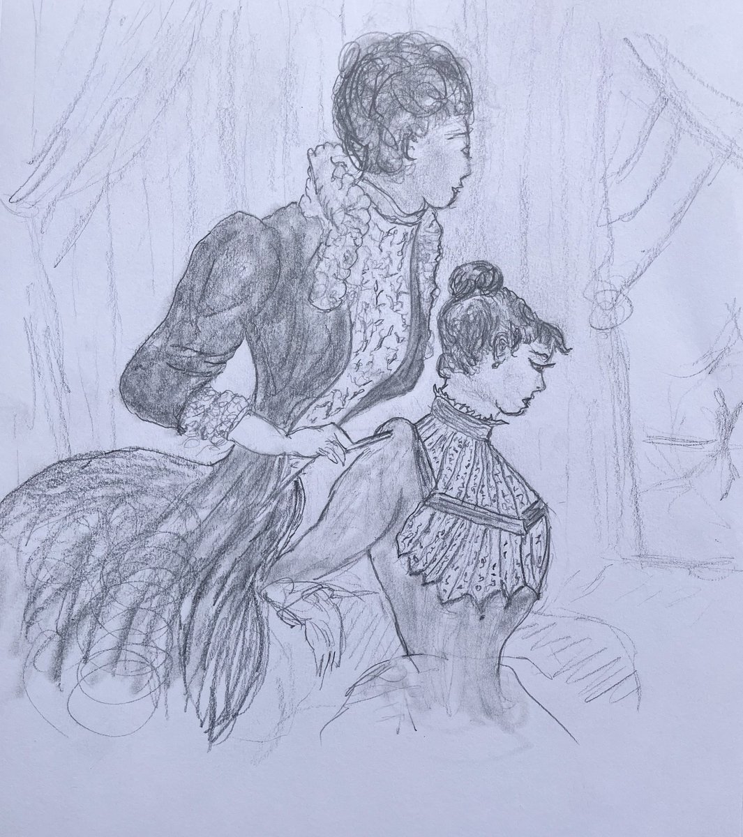 johnmurphy901's tweet photo. Jules David (French) did “two women at the theatre” in 1866. Again he captures the dress of a certain type of class. Love how the women are looking at two different things. https://t.co/NAt5VcuvsN