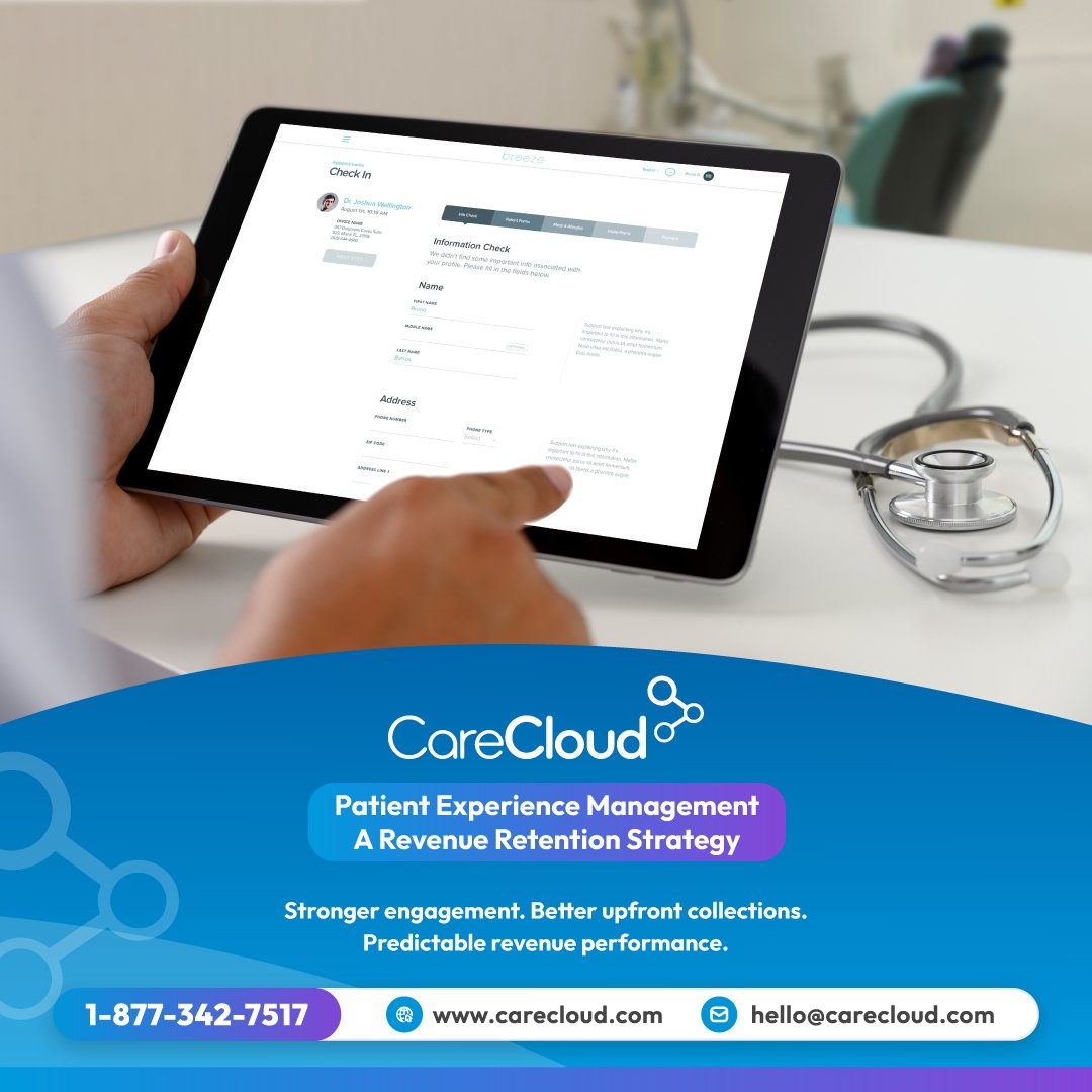 CareCloud's tweet image. Retention impacts revenue more than most practices realize.

CareCloud patient experience management strengthens engagement and front-end revenue capture.

See how it works → hubs.li/Q047K5YZ0

#CareCloud #RevenueRetention #HealthcareFinance