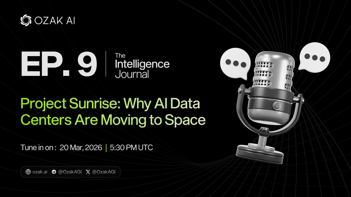 OzakAGI's tweet photo. 🚨 Episode 9 of The Intelligence Journal is here.

Topic: Project Sunrise: Why AI Data Centers Are Moving to Space 🛰️🌌

Earth is running out of power for AI. Yesterday, Jeff Bezos and Blue Origin filed a massive FCC proposal to launch 51,600 satellites to serve as orbiting AI data centers.

Join us as we break down:

- The "Project Sunrise" filing and the push for sun-synchronous orbital compute.
- Why the vacuum of space solves AI's two biggest bottlenecks: energy and cooling.
- The Bezos vs. Musk orbital arms race (TeraWave vs. Starlink).

🗓️ Date: Thursday, March 20

⏰ Time: 5:30 PM UTC

📍 Set your reminder: https://t.co/cZHHCNGhR4