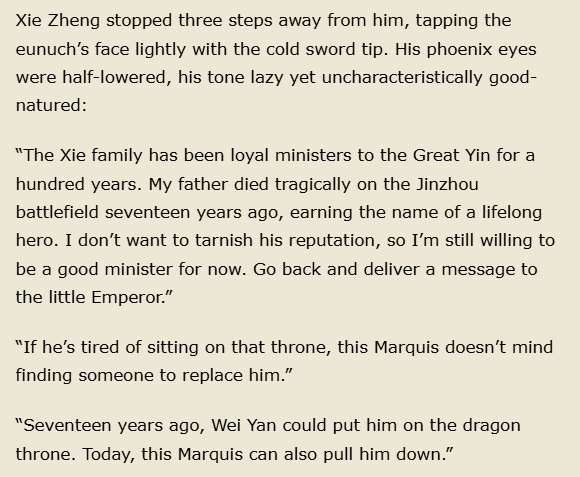 mrinathedreamer's tweet photo. 🔴SPOILER
highkey going insane they didnt edit it out cuz it also shows why people are so scared of THE Marquis of Wu'an--this man wont do ultimatums or negotiations when he's threatened he'll just DO IT EVEN IF ITS THE EMPEROR

#PursuitOfJade #ZhangLinghe #ChasingJade #TianXiwei https://t.co/hUbjGo985l
