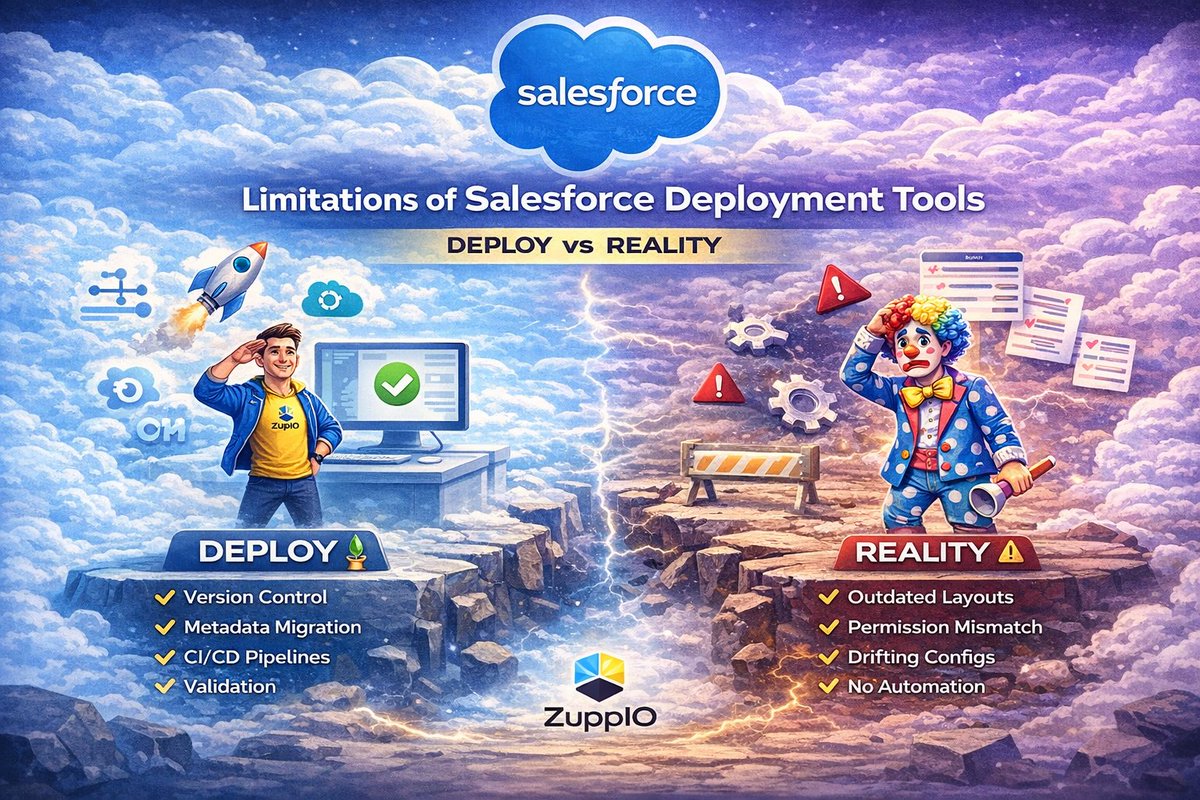 Salesforce deployment tools don’t fail.

They just don’t solve the real problem.

👉 After deployment:
– configs drift
– permissions break
– environments go out of sync
Because deployment ≠ system readiness.
Full breakdown:
 zupp.io/blog/limitatio…